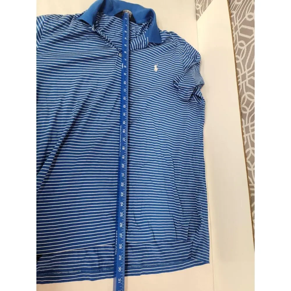 Ralph Lauren Polo Golf Men's Size Large Blue And White Striped Polo Shirt Short